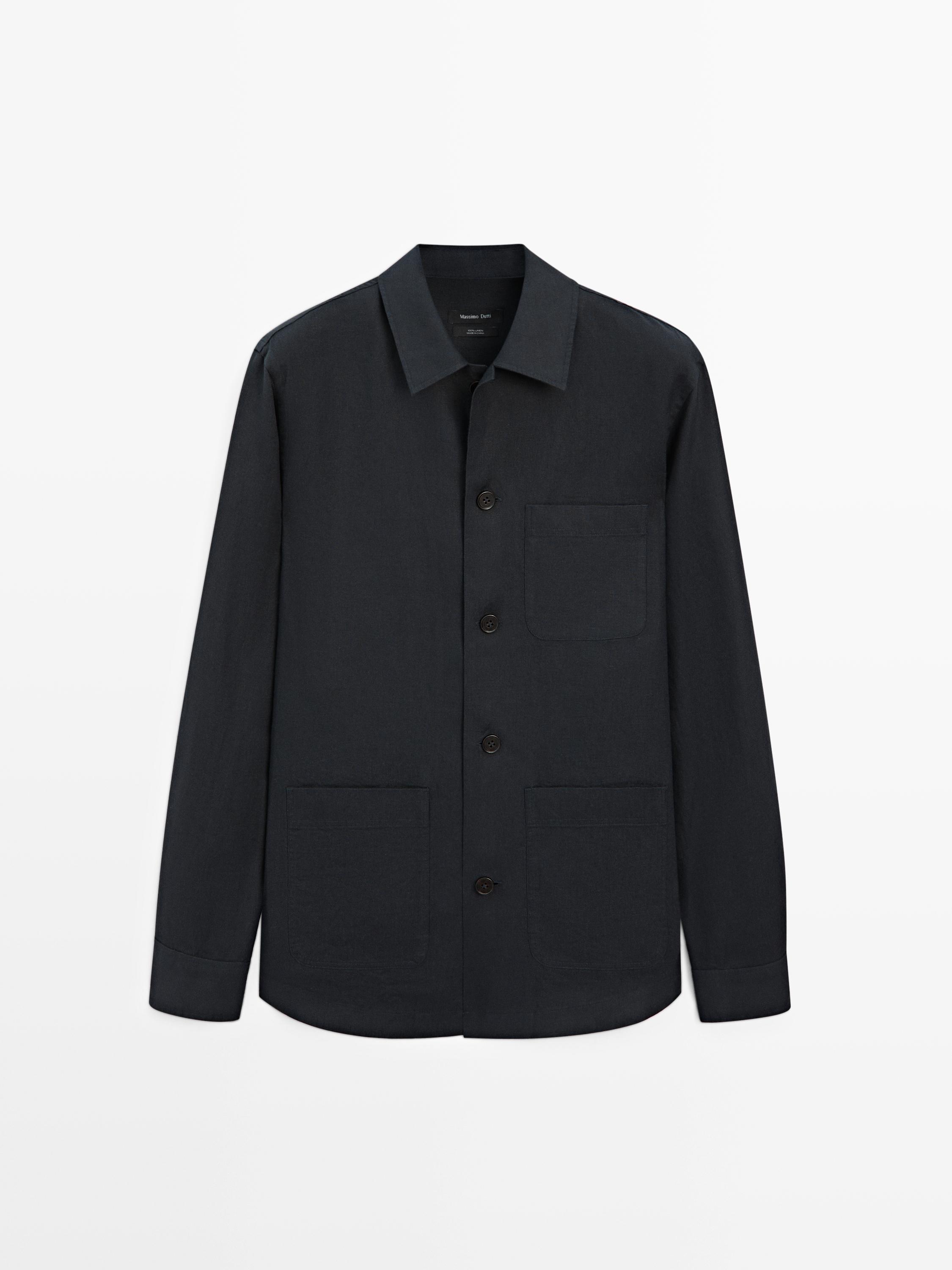 Total look linen overshirt with pocket details